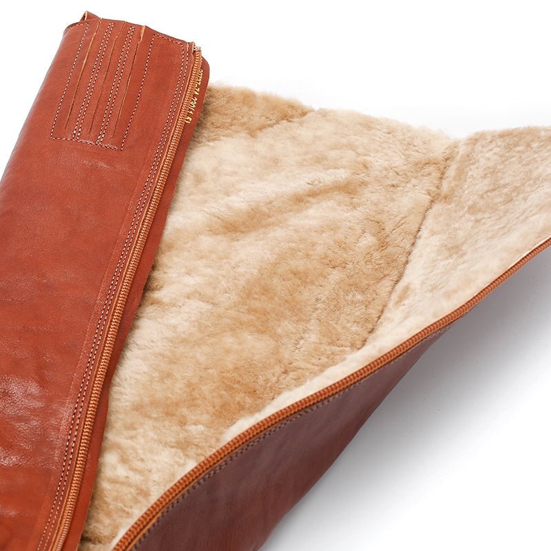 Dwarves Leather Knee High Boots Snow Boots Have Fleece Lined for Cold Winter in Black/Brown/Coffee - Image 2