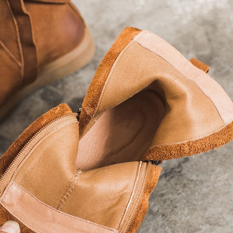 Dwarves Waxing Leather Chelsea Boots Handmade British Boots Double Zip Fleece Lined Snow Boots - Image 16