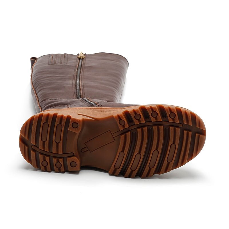 Dwarves Leather Knee High Boots Snow Boots Have Fleece Lined for Cold Winter in Black/Brown/Coffee - Image 3