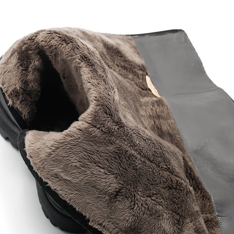 Dwarves Leather Knee High Boots Snow Boots Have Fleece Lined for Cold Winter in Black/Brown/Coffee - Image 11