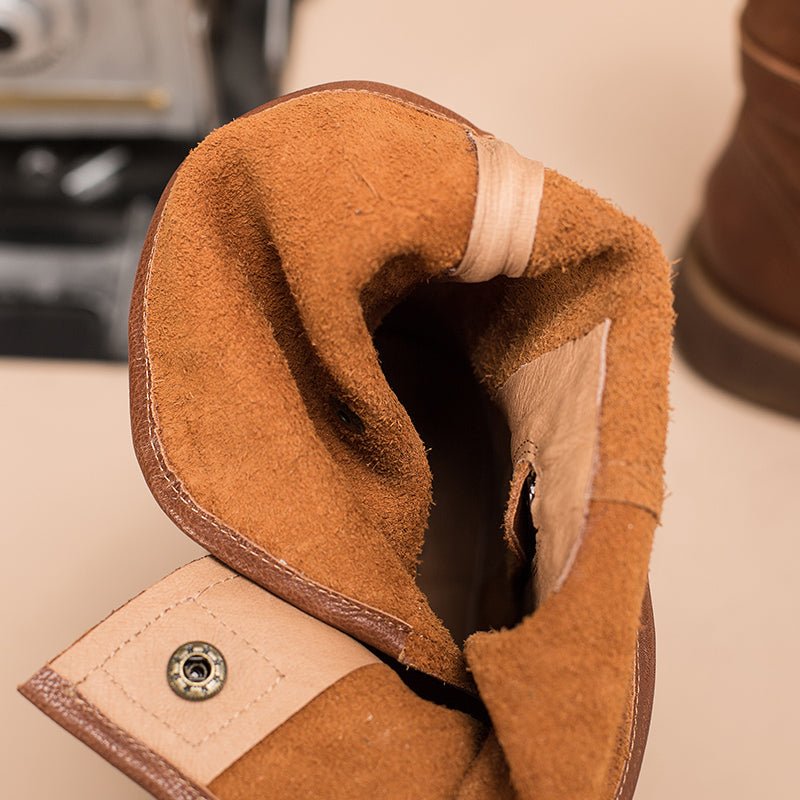 Dwarves Women's Retro Leather Mid Calf Boots for Winter Buckles Boots Coffee/Brown/Black - Image 14