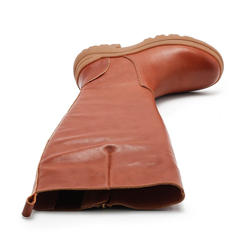 Dwarves Leather Knee High Boots Snow Boots Have Fleece Lined for Cold Winter in Black/Brown/Coffee - Image 12