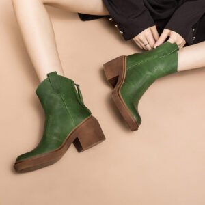 Dwarves Leather Western Boots Handmade Cowboy Boots Designer Shoes Back Zip Brown/Black/Green