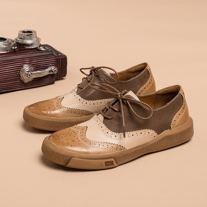 Dwarves Women's Wingtip Shoes Handmade Sheepskin Full Brogues Oxfords & Tie Flats Muti Color - Image 6