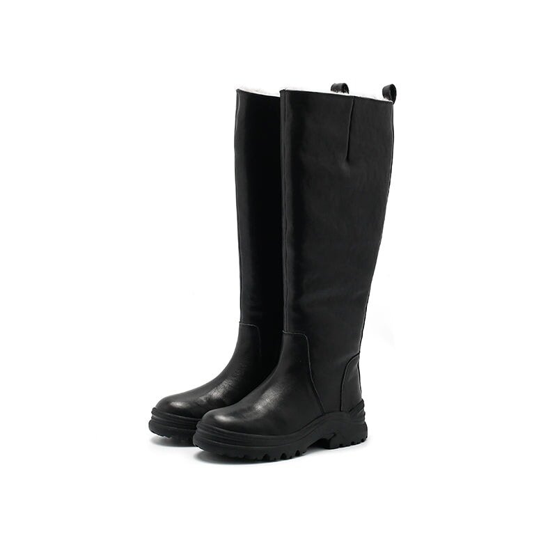 Dwarves Leather Knee High Boots Snow Boots Have Fleece Lined for Cold Winter in Black/Brown/Coffee - Image 8