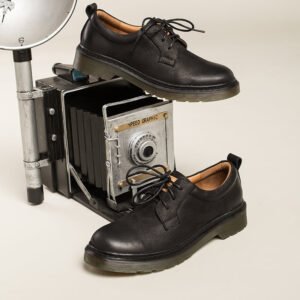 Dwarves Handmade Full Grain Leather Lace Up Oxfords Shoes For Women Martin Sole In Coffee/Black