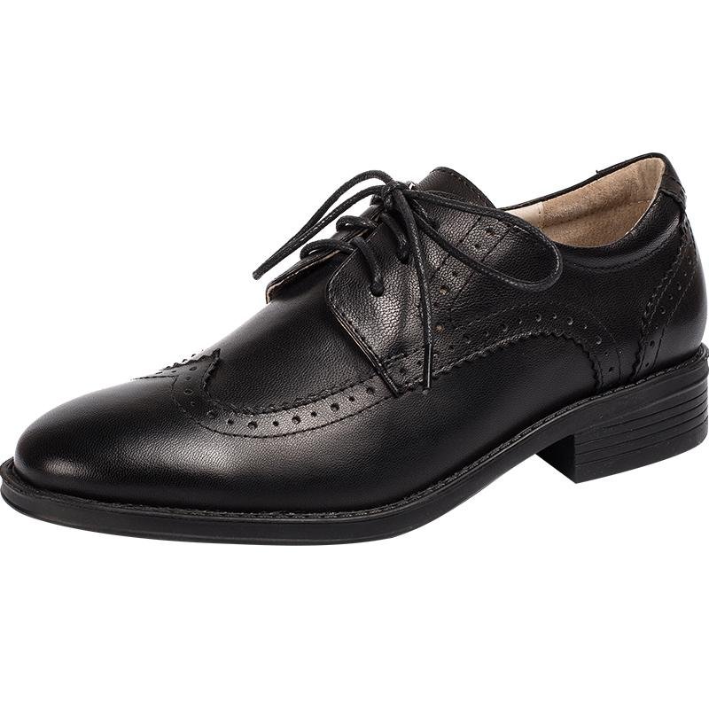 Dwarves Women Wingtip Shoes Handmade Sheepskin Full Brogues Oxfords & Tie Low Heel Elegant Brown/Black (better suited for thin feet) - Image 8