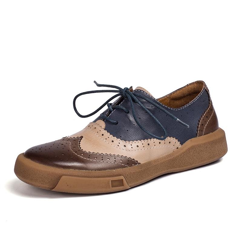 Dwarves Women's Wingtip Shoes Handmade Sheepskin Full Brogues Oxfords & Tie Flats Muti Color - Image 9