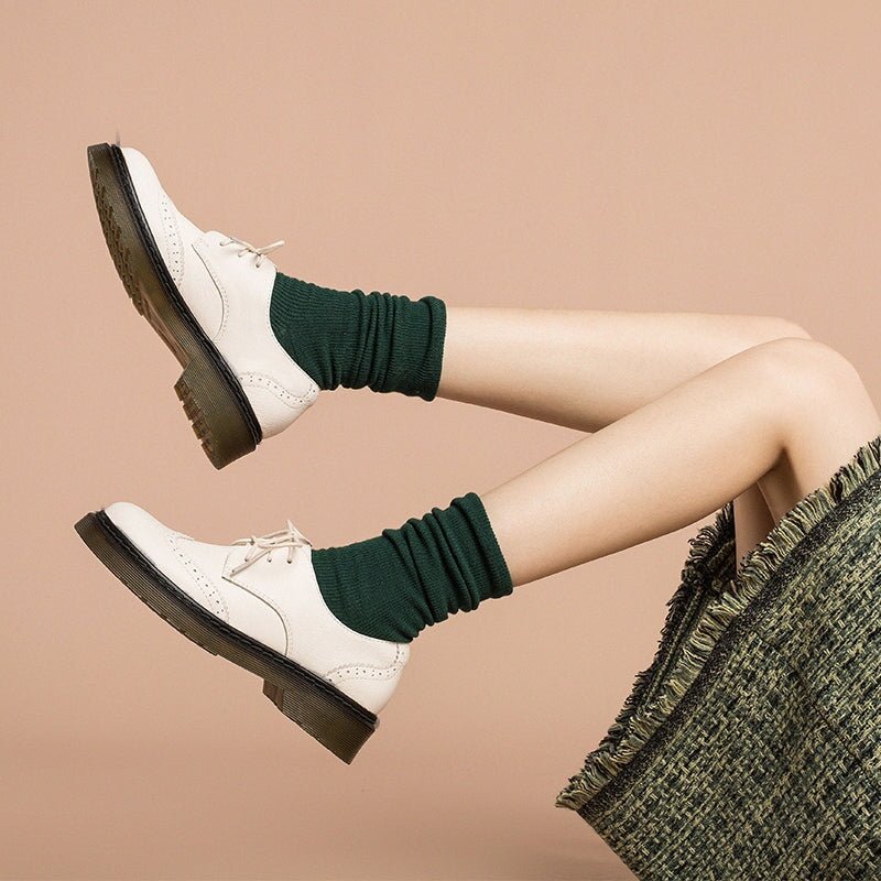 Dwarves Handmade Wingtip Brogues Leather Lace Up Oxfords Shoes For Women Martin Sole in Black/White - Image 4