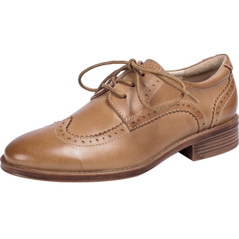 Dwarves Women Wingtip Shoes Handmade Sheepskin Full Brogues Oxfords & Tie Low Heel Elegant Brown/Black (better suited for thin feet) - Image 10