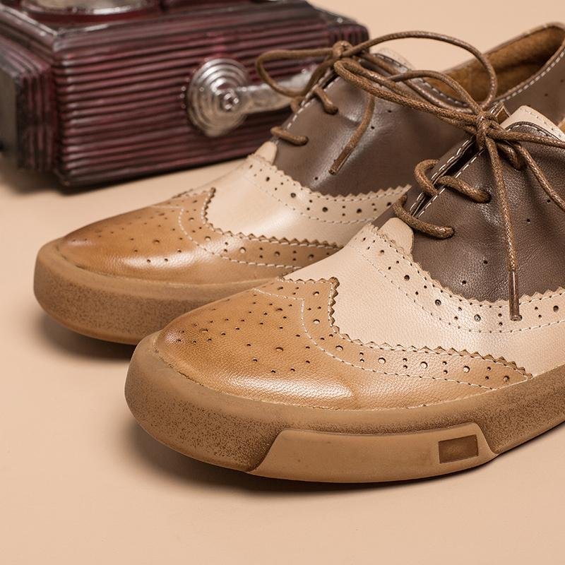 Dwarves Women's Wingtip Shoes Handmade Sheepskin Full Brogues Oxfords & Tie Flats Muti Color - Image 7